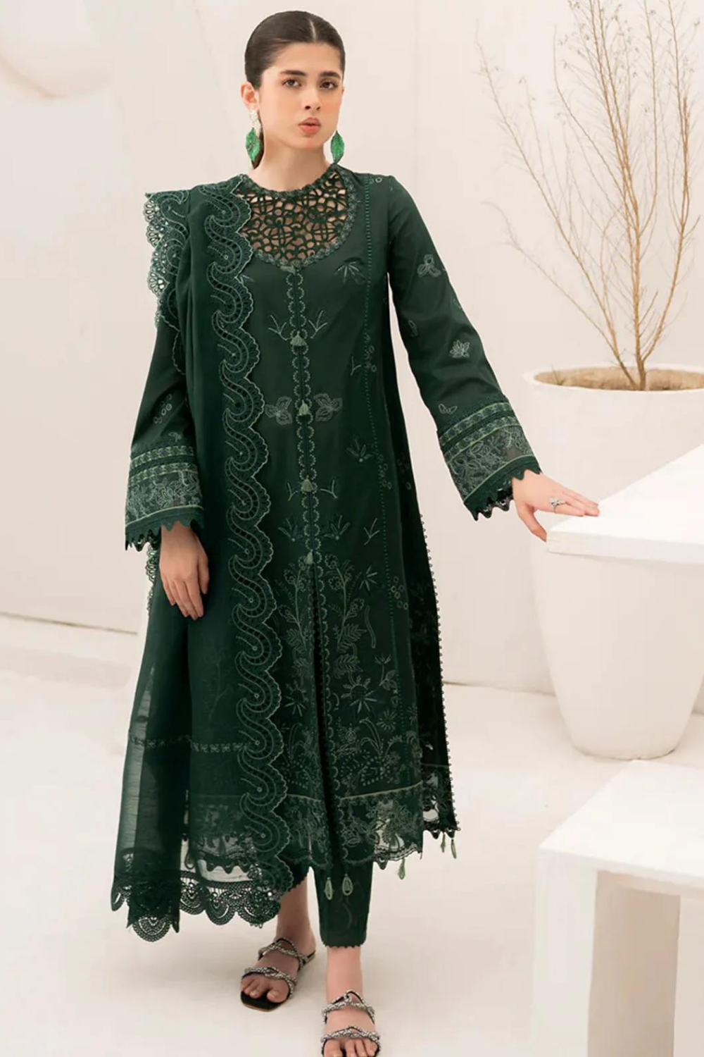 QalamKar Dhanak 3PC Embroidered AZ - 0119