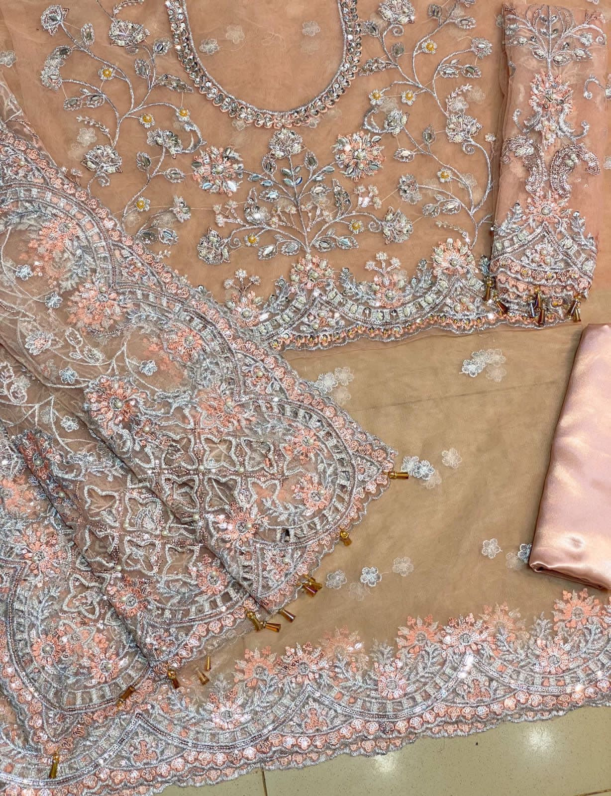 "Maria B Exclusive 2024 Saree – Master Blaster Edition with Opulent Embroidery and Tassels"