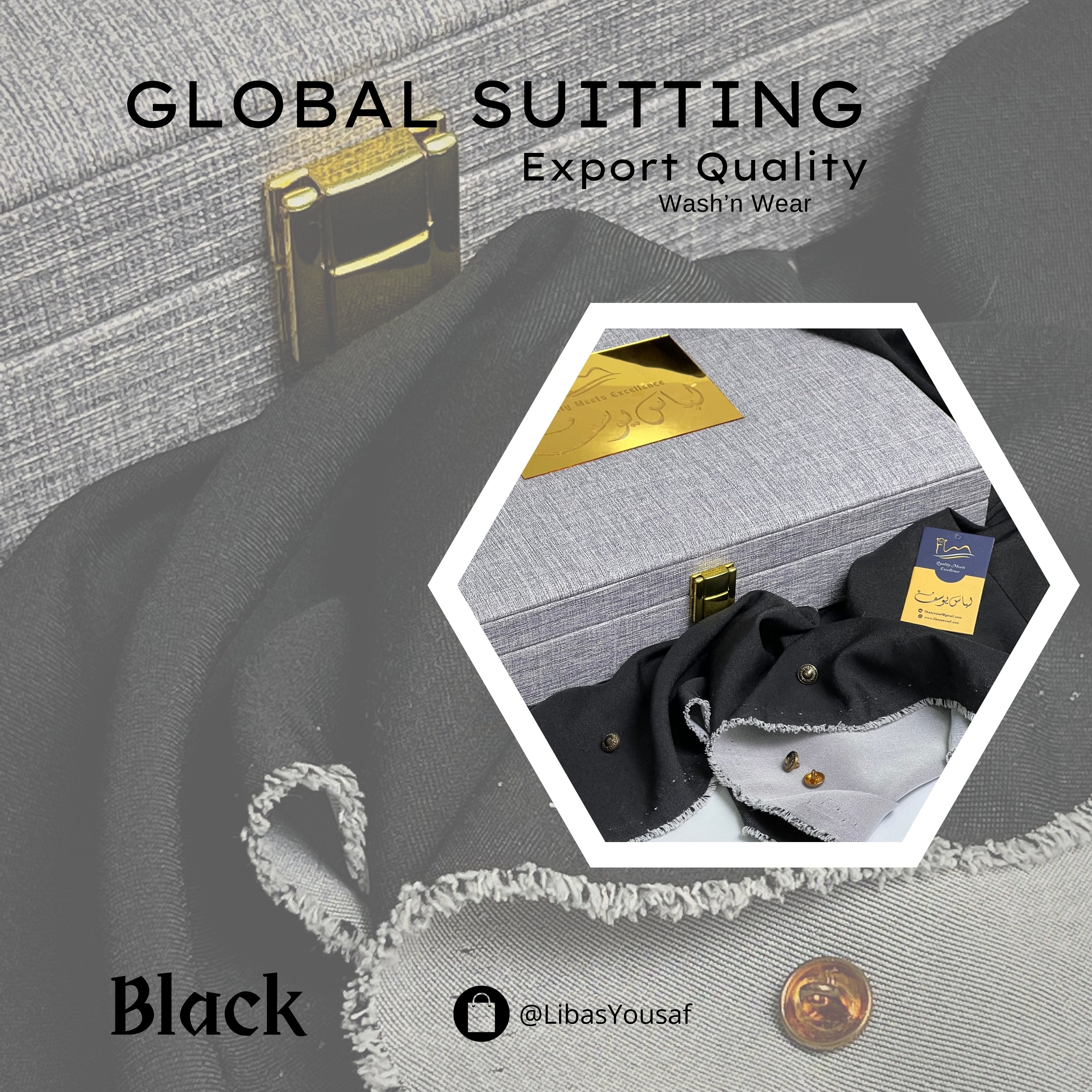 Global Suiting Black Special Export Quality