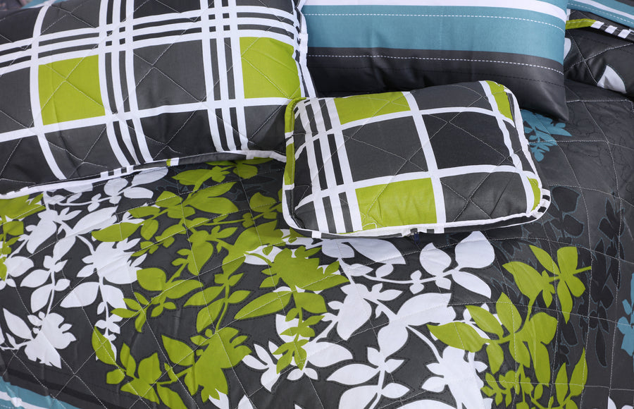 7 Pcs Quilted Comforter Set - Geranium