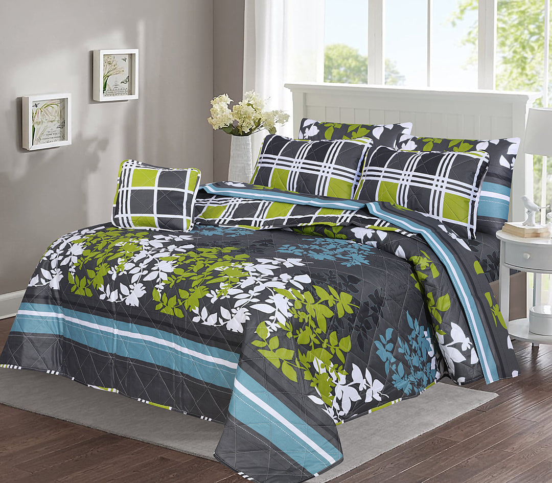 7 Pcs Quilted Comforter Set - Geranium