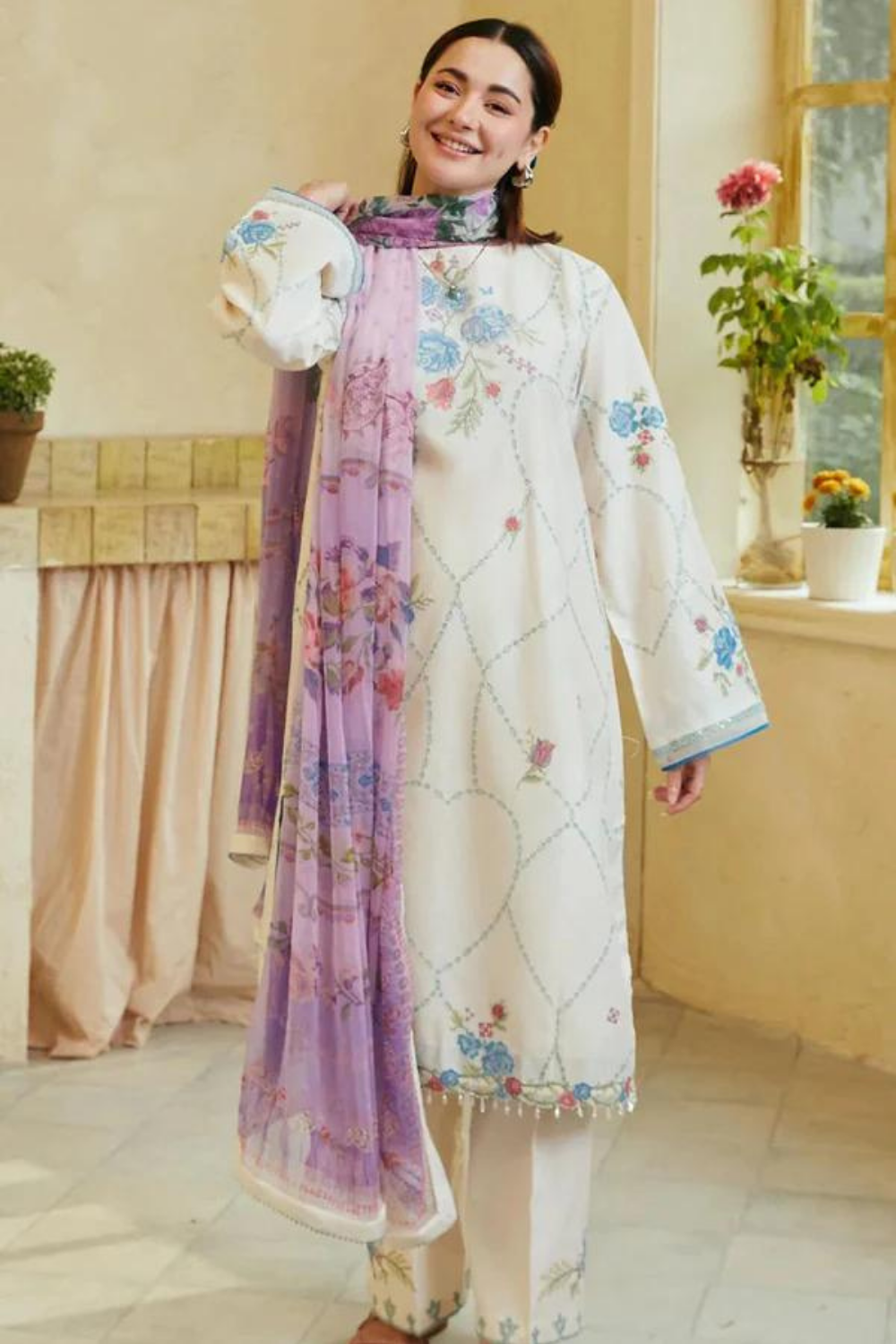 Zara ShahJahan Dhanak 3PC Embroidered AZ - 0115