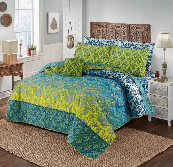 7 Pcs Quilted Comforter Set - Goldenrod