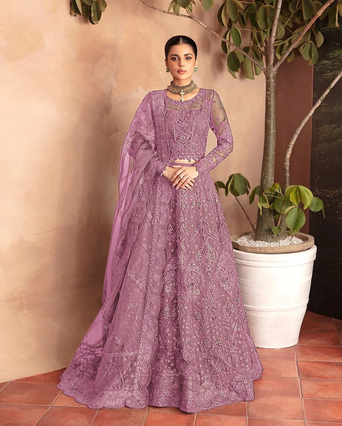 "Gulaal Unstitched 3-Piece Suit: Embroidered Sequins Net Lehenga with Ada-Work and Raw Silk Trouser"