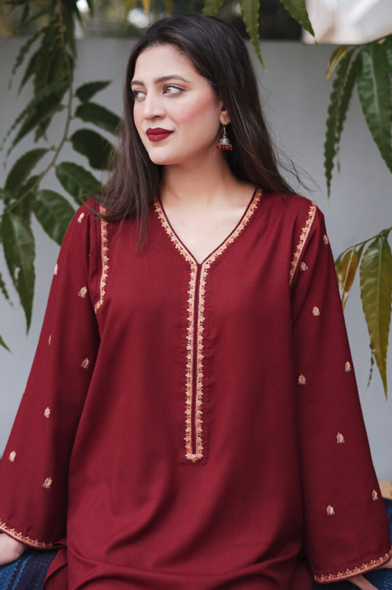 AISLING - 3PC DHANAK EMBROIDERED SHIRT WITH DHANAK EMBROIDERED DUAPATTA AND TROUSER- HZG1307