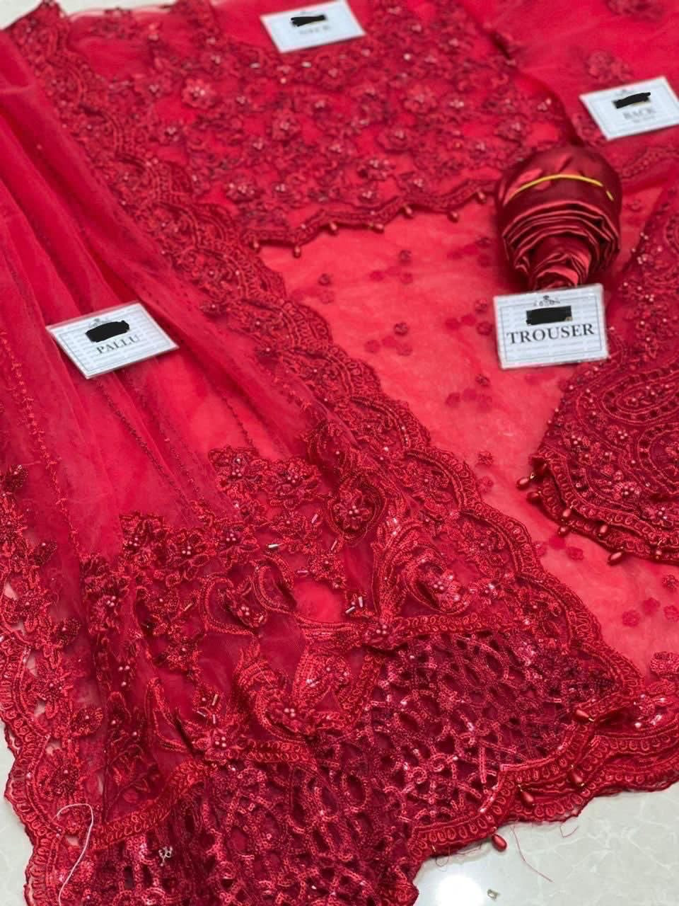 "Maria B Exclusive 2024 Saree – Master Blaster Edition with Opulent Embroidery and Tassels"