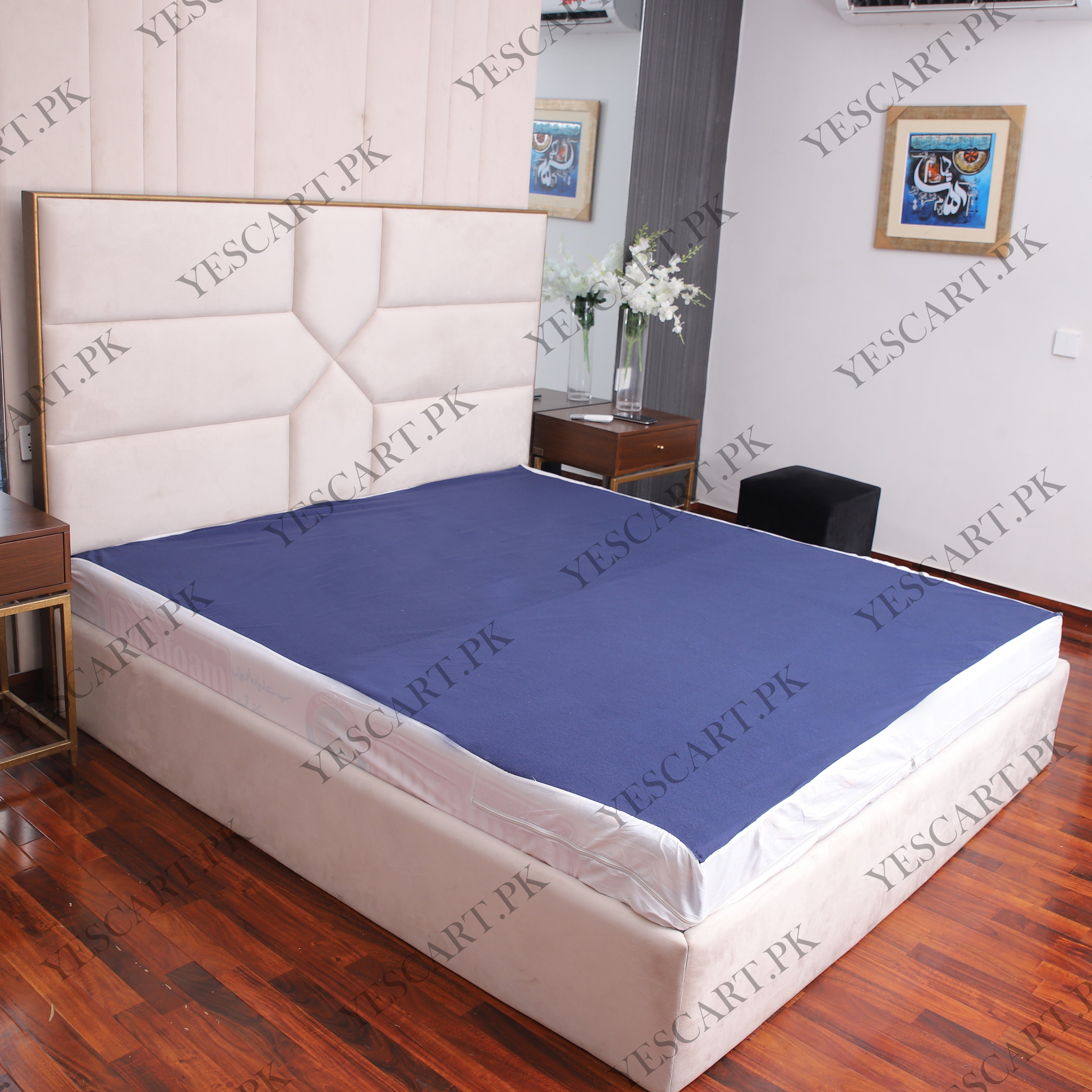 Double Sided Zipper Waterproof Mattress Cover - Blue