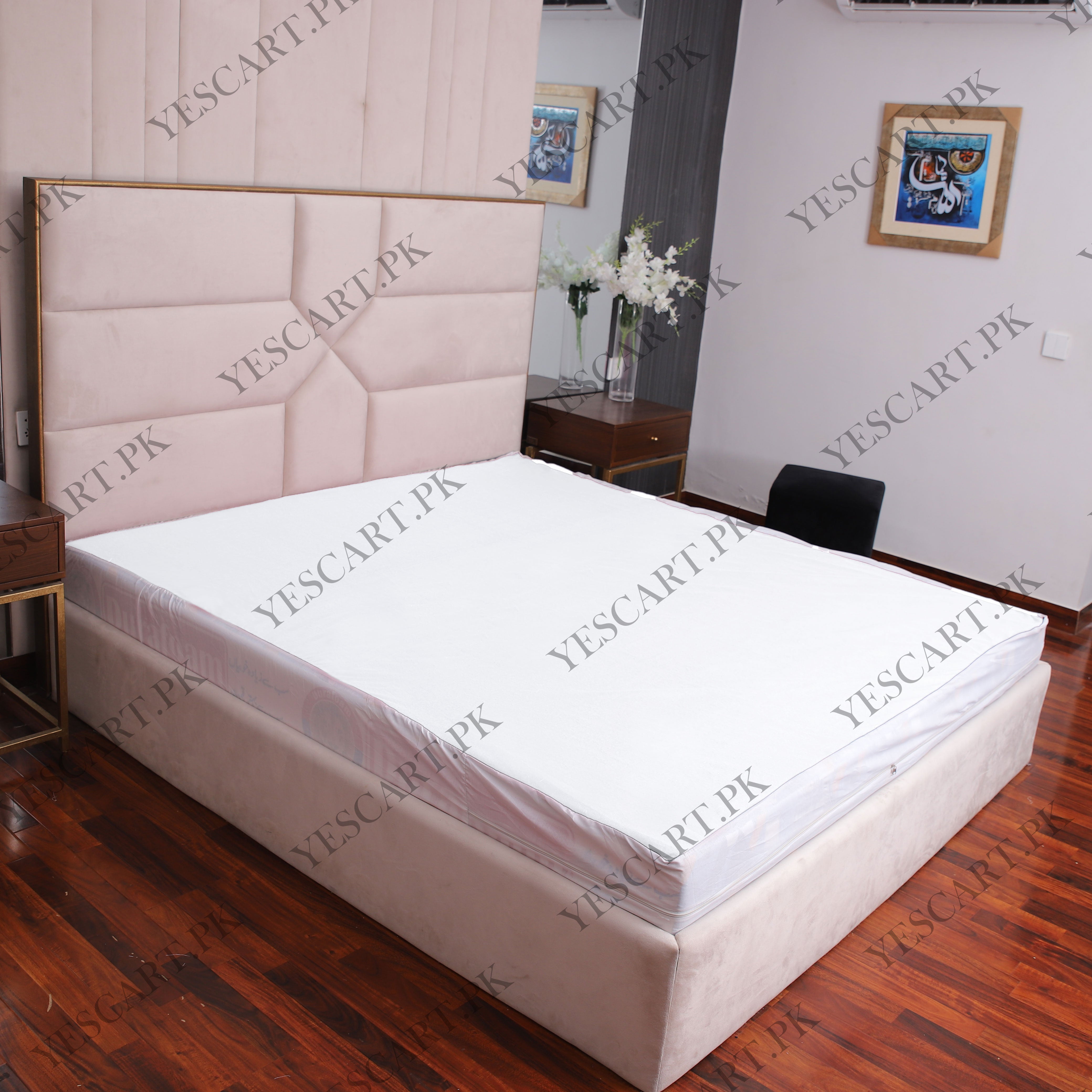 Double Sided Zipper Waterproof Mattress Cover - White