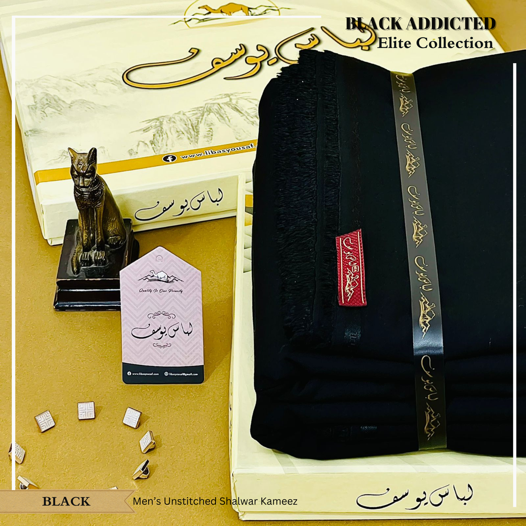 LIBAS-E-YOUSAF EXECUTIVE BLACK wash & wear