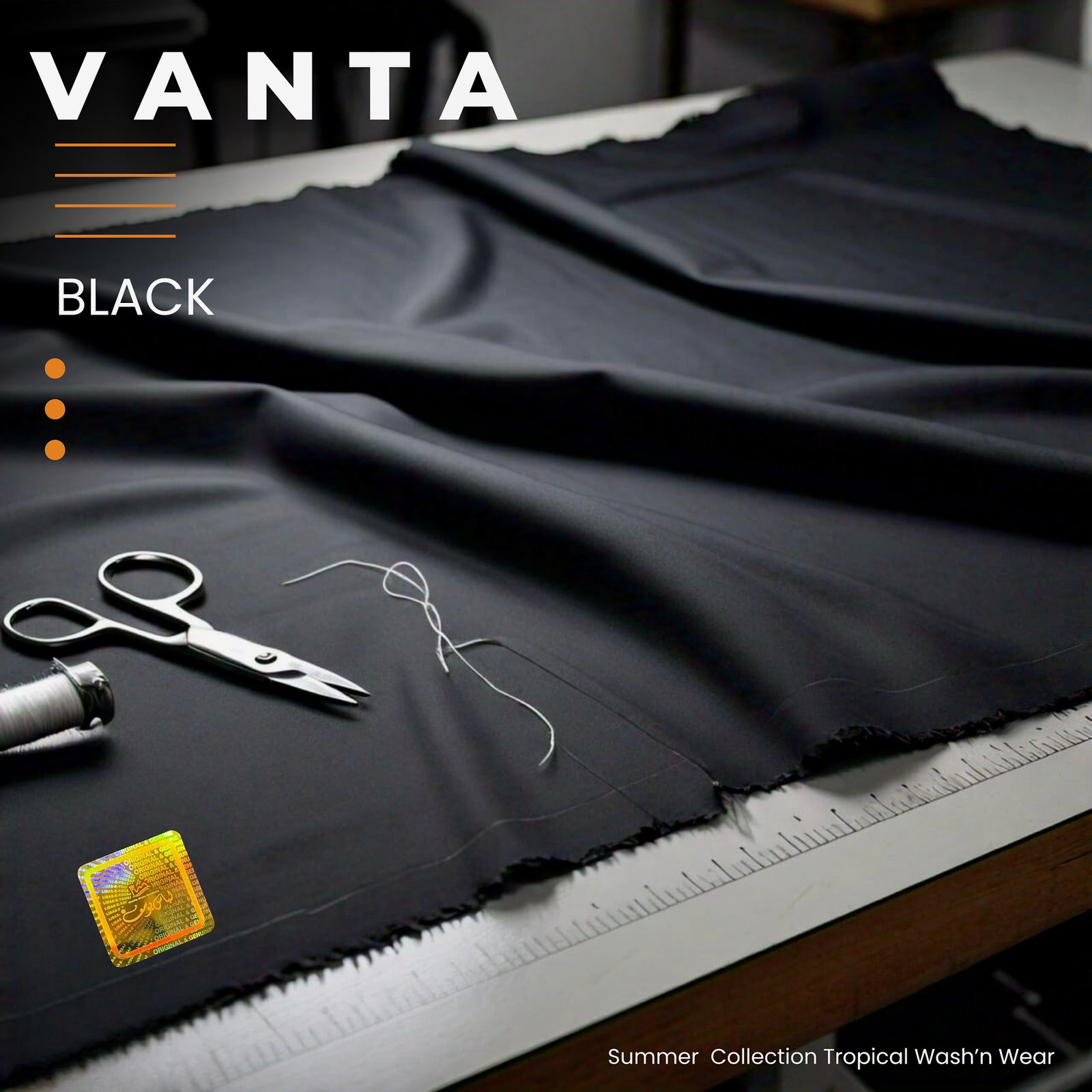 Vanta-Black Tropical Wash & Wear Unstitched Suit