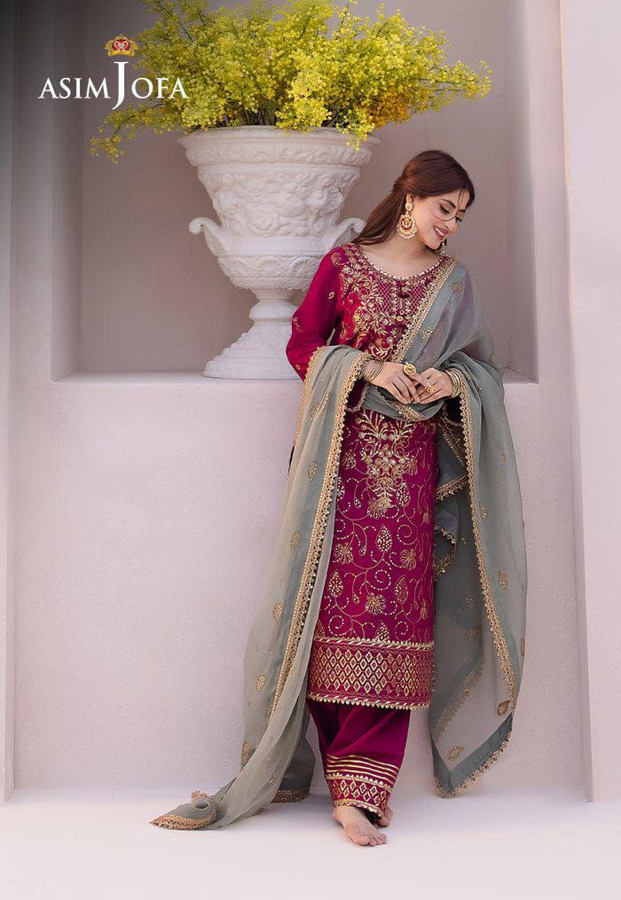 ASIM JOFA Fabric :CHIFFON Embroidered With Sequence Work